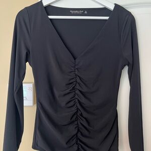 Abercrombie & Fitch Black Ruched Blouse